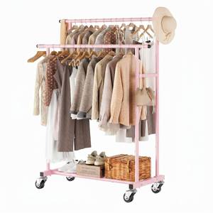 lot 17488 image: Calmootey Rolling Garment Rack, Double Rod