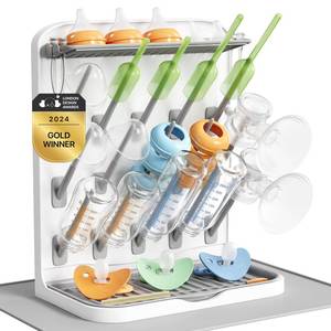 lot 17499 image: Lifewit 15-Hooks Baby Bottle Drying Rack with Drain Mat
