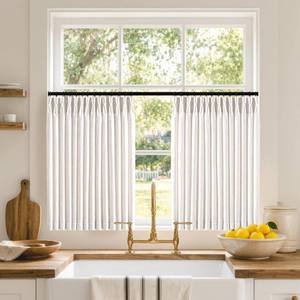 lot 17503 image: MIULEE Pinch Pleated Linen Curtains 36 Inches 2 Panels
