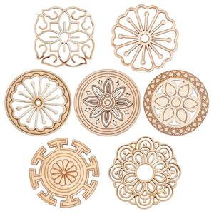 lot 18302 image: GORGECRAFT Wooden Carved Onlay Appliques 14Pc Round