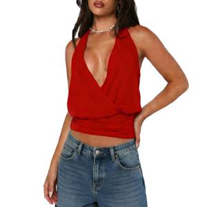 lot 18310 image: VFURYGD Womens Halter Crop Tank Top Red Size S&nbsp