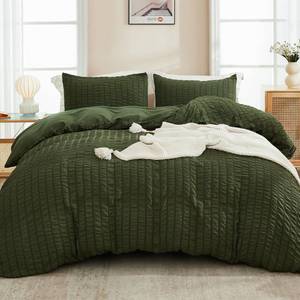 lot 18883 image: AveLom Olive Green King Duvet Cover Set with Pillowcases