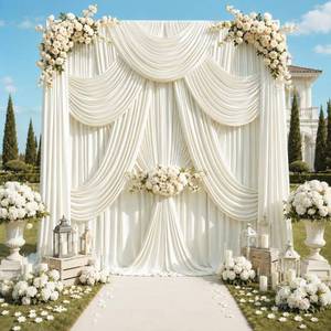 lot 18910 image: Set of 4 Ivory Backdrop Curtain Panels 20x12 ft