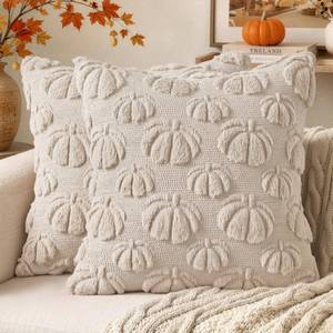 lot 18965 image: MIULEE Pillow Covers 20x20 Pumpkin Embroidery Set of 2