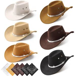 lot 18997 image: Hoosige Western Cowboy Hat and Bandana Set 12-Piece