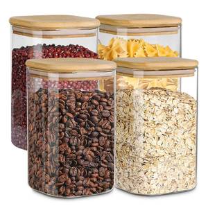 lot 19406 image: EQEY Glass Storage Containers with Bamboo Lids, 50oz Set of 4