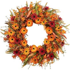 lot 19443 image: JFLORU Artificial Fall Wreath 22 Inch