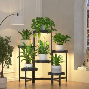 lot 19444 image: 6-Tier Folding Plant Stand with Grow Light