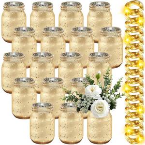 lot 19452 image: Tioncy Mason Jar String Lights 12 Set Gold