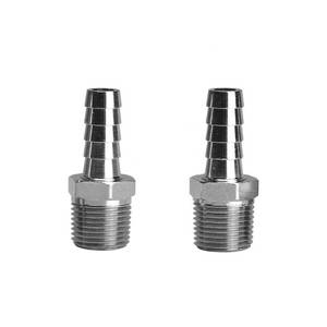 lot 20113 image: Beduan Stainless Steel 14 Hose Barb to 38 NPT (2-Pack)
