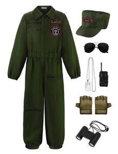 lot 20126 image: ReliParty Fighter Pilot Costume for Kids Air Force Flight Suit, 140 size,