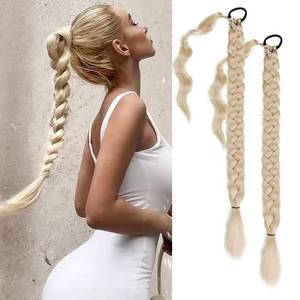 lot 20137 image: Braided Ponytail Extensions 22 inch Platinum Blonde