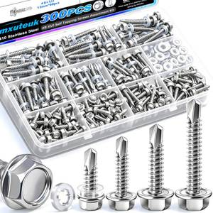 lot 20147 image: Mxuteuk 300pc #8#10 Self Tapping Screws 410 Stainless Steel