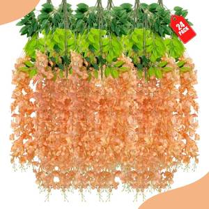 lot 20160 image: ZEBMOON 24 Pack Orange Wisteria Hanging Flowers