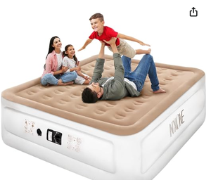 lot 9614 image: Etto Queen Air Mattress with Built-in Pump, 18in Blow Up Mattress, 650 lbs - Stock image may not match atual product images