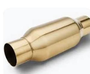 lot 17470 image: Gold-Tone Polished Stainless Steel Exhaust Muffler Resonator - Stock image may not match actual product images