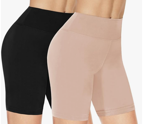 lot 18928 image: 2-Piece Womens High-Waist Shaping Shorts Set Black and Brown Size XL - Stock image may not match actual product images