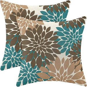lot 8 image: CXMEIFLY Pillow Covers 22x22 Inch Set of 2 Brown Teal