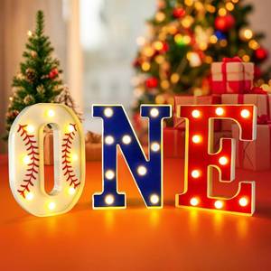 lot 1002 image: Threelf Light-Up ONE Letters Birthday Decoration Sign