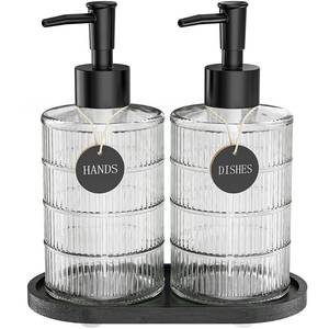 lot 1018 image: Masadi Soap Dispenser Set with Bamboo Tray