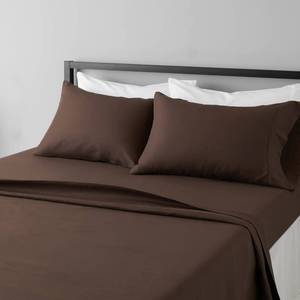 lot 1022 image: Amazon Basics Microfiber Queen Sheet Set, 14-Inch Deep Pockets, Chocolate