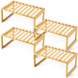 lot 1779 image: BrightRow Bamboo Cabinet Organizer Shelf 4-Piece Set