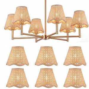 lot 1812 image: Set of 6 Rattan Clip-On Lampshades 5.9