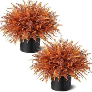 lot 1818 image: Artificial Fall Ferns Topiary Ball Tree, 19in, Set of 2