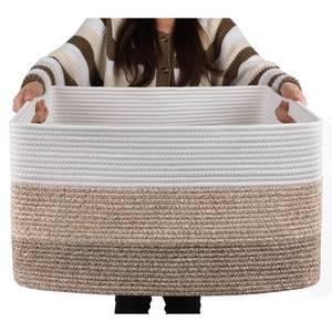 lot 1835 image: OIAHOMY Cotton Rope Storage Basket 75L Gradient Brown