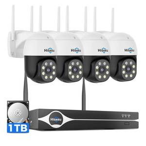 lot 1847 image: Hiseeu 4K Wireless Security Camera System 8MP 4-Cam Kit 1TB  Retail $259.99