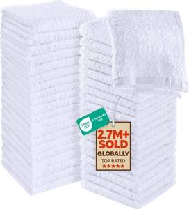 lot 1851 image: Utopia Towels 60 Pack Washcloths, 12x12 in, 100% Cotton