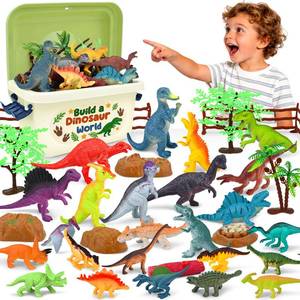 lot 2763 image: BURIESUR Dinosaur Toys Set 34-Piece with Storage Box