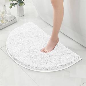 lot 2791 image: Reyox Chenille Half Circle Bath Mat White