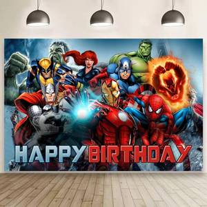 lot 2792 image: FFGJA Superhero Happy Birthday Backdrop Banner 5x3ft