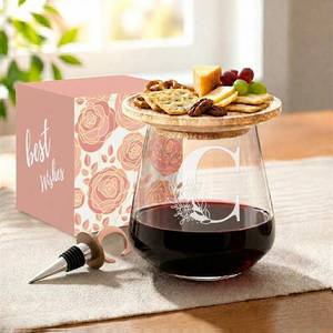 lot 2795 image: Physkoa Personalized Stemless Wine Glass Letter C