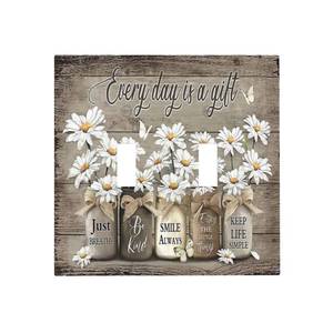 lot 2828 image: JIEXUTE 2-Gang Toggle Switch Plate, Daisy & Butterfly