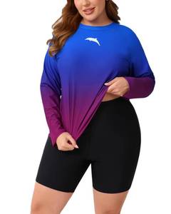 lot 2830 image: Halcurt Womens Long Sleeve Rash Guard Swim Set 2X