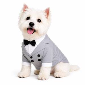 lot 2847 image: Lovelonglong Pet Tuxedo Formal Suit with Bow Tie Size L