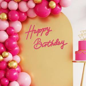lot 2864 image: Toniful Hot Pink Felt Happy Birthday Backdrop Sign