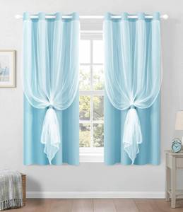 lot 2867 image: TopNaps 100% Blackout Curtains with Sheer Overlay, Blue, 52 x 84