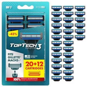 lot 2875 image: Toptech Razor 3 Replaceable Cartridges - Gillette Mach3 (20-Pack)