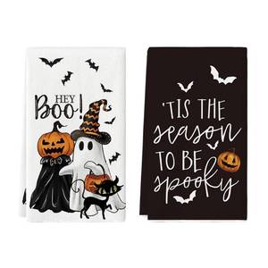lot 2890 image: Artoid Mode Ghost Cat Halloween Kitchen Towels Set of 2