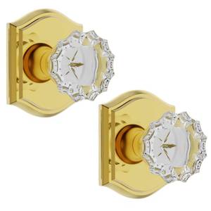 lot 2900 image: Crystal Glass Dummy Door Knob, Polished Brass, 2-Pack