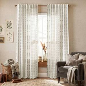 lot 2919 image: Lino Rosa Boho Striped Linen Curtains 96 Inch 2-Panel