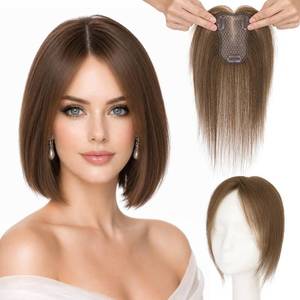 lot 2954 image: SLEEKALON Human Hair Topper with Side Bangs 10 Inch