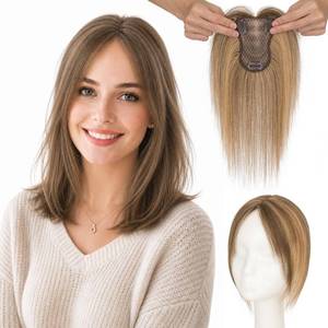 lot 2965 image: SLEEKALON Human Hair Topper With Side Bangs 10 Inch #4P27