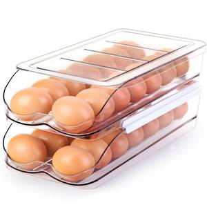 lot 5207 image: RoskDeewat Auto-Rolling Egg Holder, 14-Egg Capacity, Stackable Clear BPA-Free Fridge Organizer