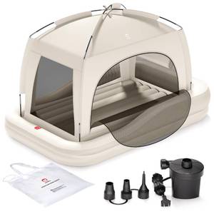 lot 5215 image: QPAU Inflatable Kids Air Mattress with Tent and Electric Pump