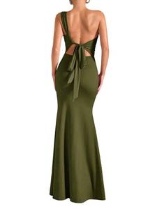 lot 6232 image: Verdusa Womens One Shoulder Maxi Dress, Small, Army Green
