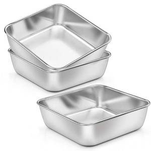 lot 6251 image: P&P CHEF Square Baking Pan Set, 6.25 Stainless Steel, 3-Piece